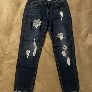 Encore Jeans ladies size 7 Dark Blue Distressed Women's Skinny Jeans